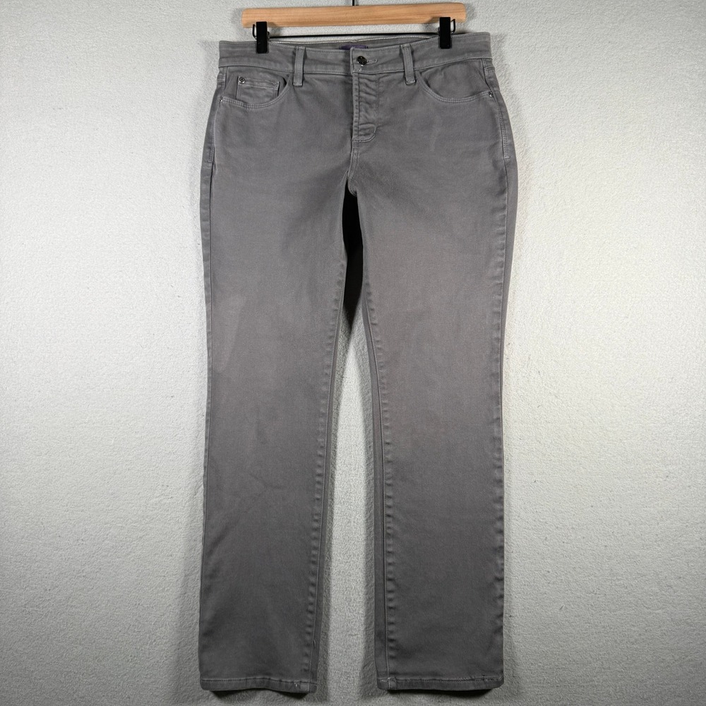 NYDJ Samantha Slim Straight Leg Gray Pants Lift Tuck Technology 12P P38Z108T